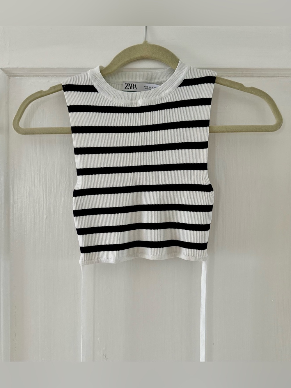 Zara Black & White Striped Ribbed Tank Size S